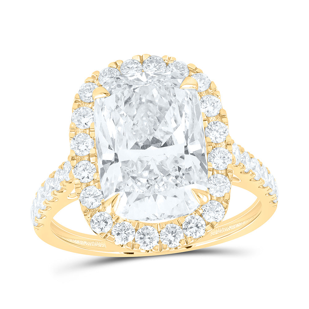 14K Yellow Or White Gold 5 7/8 Cttw Lab Grown Diamond 5 Cttw Center Cushion Engagement Ring