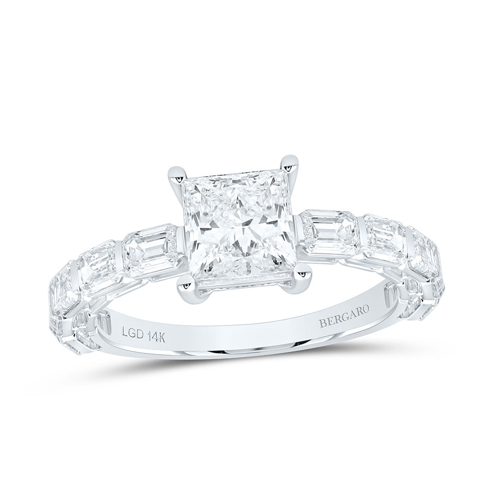 14K Yellow Or White Gold 2 3/4 Cttw Lab Grown Diamond 1 1/4 Cttw Center Princess Engagement Ring