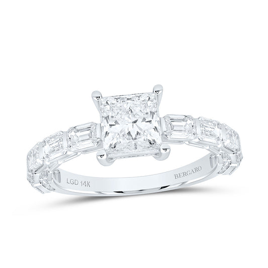 14K Yellow Or White Gold 2 3/4 Cttw Lab Grown Diamond 1 1/4 Cttw Center Princess Engagement Ring