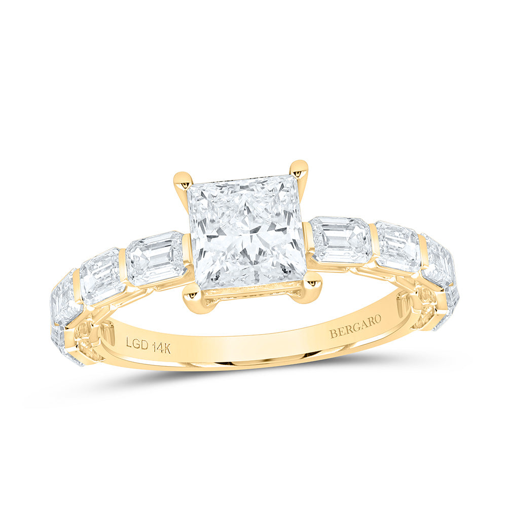 14K Yellow Or White Gold 2 3/4 Cttw Lab Grown Diamond 1 1/4 Cttw Center Princess Engagement Ring