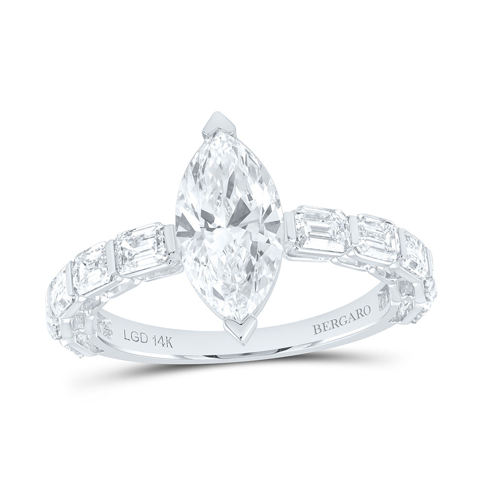 14K Yellow Or White Gold 3 Cttw Lab Grown Diamond 1 1/2 Cttw Center Marquise Engagement Ring