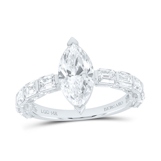 14K Yellow Or White Gold 3 Cttw Lab Grown Diamond 1 1/2 Cttw Center Marquise Engagement Ring
