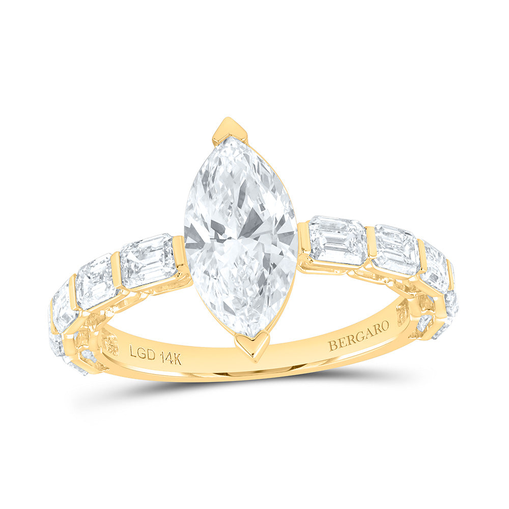 14K Yellow Or White Gold 3 Cttw Lab Grown Diamond 1 1/2 Cttw Center Marquise Engagement Ring