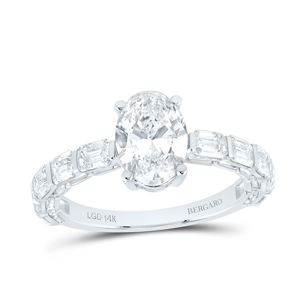 14K Yellow Or White Gold 3 Cttw Lab Grown Diamond 1 1/2 Cttw Center Oval Engagement Ring