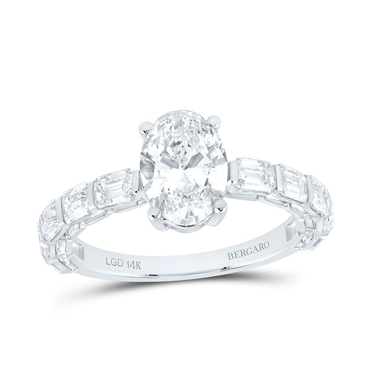 14K Yellow Or White Gold 3 Cttw Lab Grown Diamond 1 1/2 Cttw Center Oval Engagement Ring