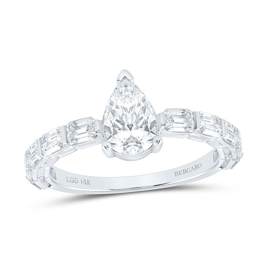 14K Yellow Or White Gold 2 1/2 Cttw Lab Grown Diamond 1 Cttw Center Pear Engagement Ring