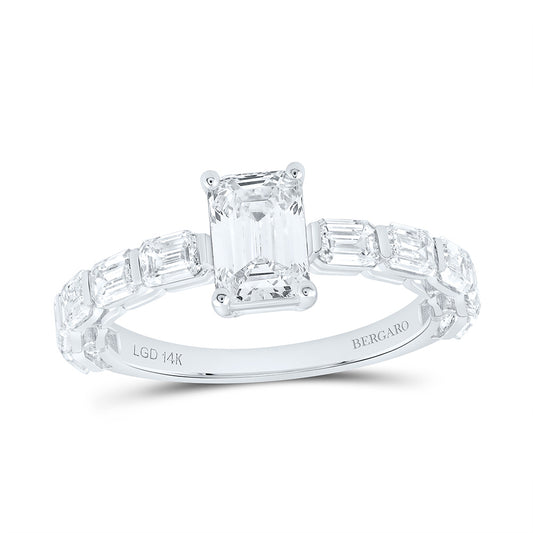 14K Yellow Or White Gold 2 1/2 Cttw Lab Grown Diamond 1 Cttw Center Emerald Engagement Ring