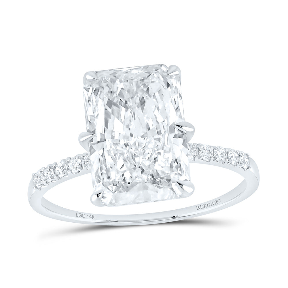 14K Yellow Or White Gold 4 1/5 Cttw Lab Grown Diamond 4 Cttw Center Fashion Radiant Engagement Ring