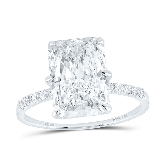 14K Yellow Or White Gold 4 1/5 Cttw Lab Grown Diamond 4 Cttw Center Fashion Radiant Engagement Ring