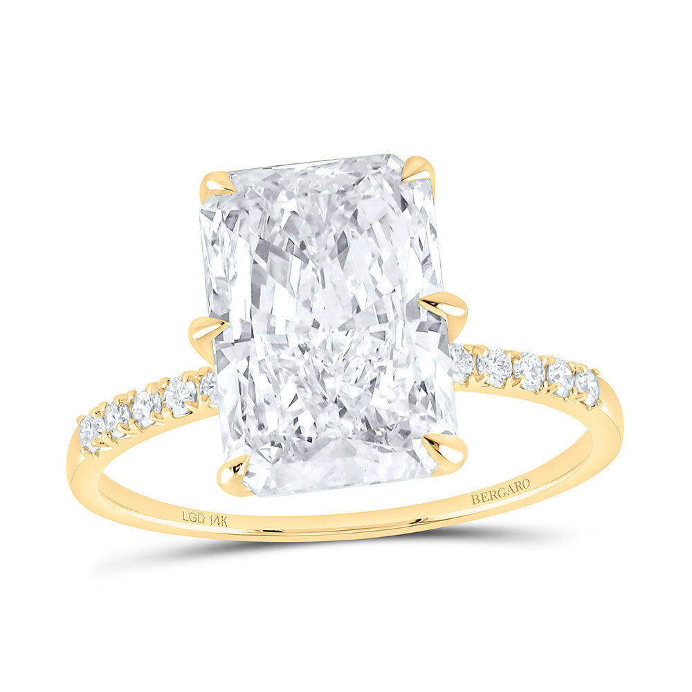 14K Yellow Or White Gold 4 1/5 Cttw Lab Grown Diamond 4 Cttw Center Fashion Radiant Engagement Ring