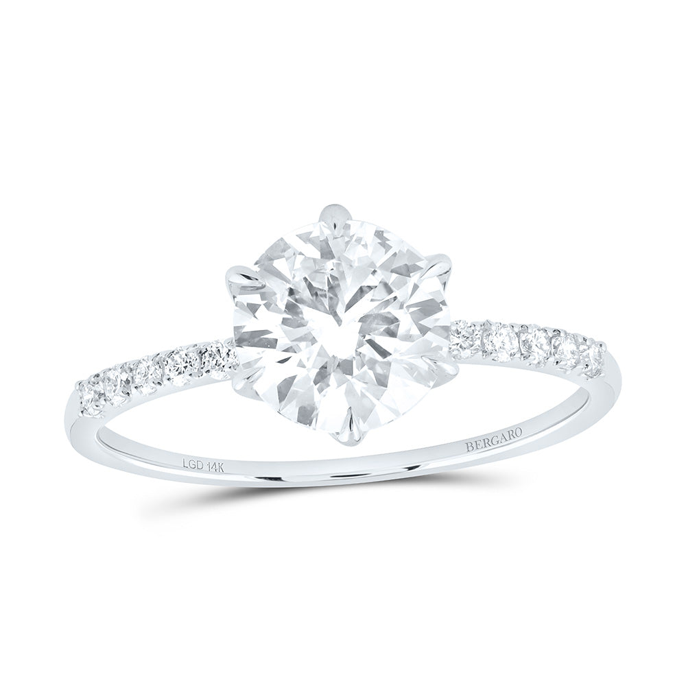 14K Yellow Or White Gold 1 5/8 Cttw Lab Grown Diamond 1 1/2 Cttw Center Round Engagement Ring