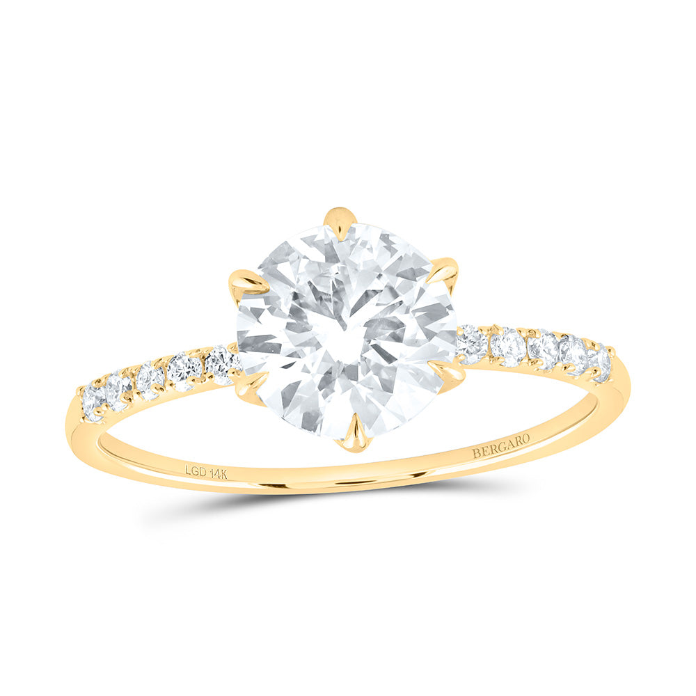 14K Yellow Or White Gold 1 5/8 Cttw Lab Grown Diamond 1 1/2 Cttw Center Round Engagement Ring