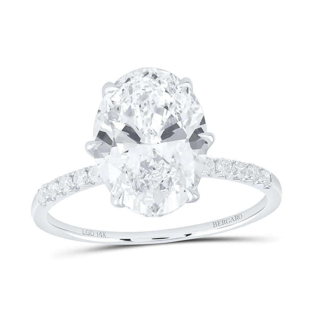 14K Yellow Or White Gold 3 5/8 Cttw Lab Grown Diamond 3 1/2 Cttw Center Oval Engagement Ring