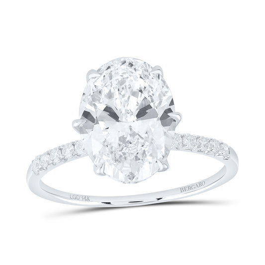 14K Yellow Or White Gold 3 5/8 Cttw Lab Grown Diamond 3 1/2 Cttw Center Oval Engagement Ring