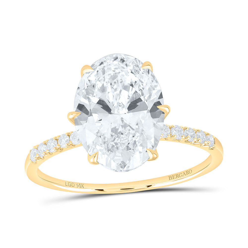 14K Yellow Or White Gold 3 5/8 Cttw Lab Grown Diamond 3 1/2 Cttw Center Oval Engagement Ring