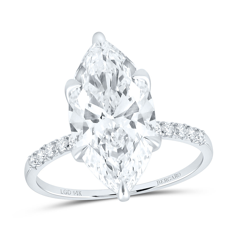 14K Yellow Or White Gold 4 1/5 Cttw Lab Grown Diamond 4 Cttw Center Marquise Engagement Ring