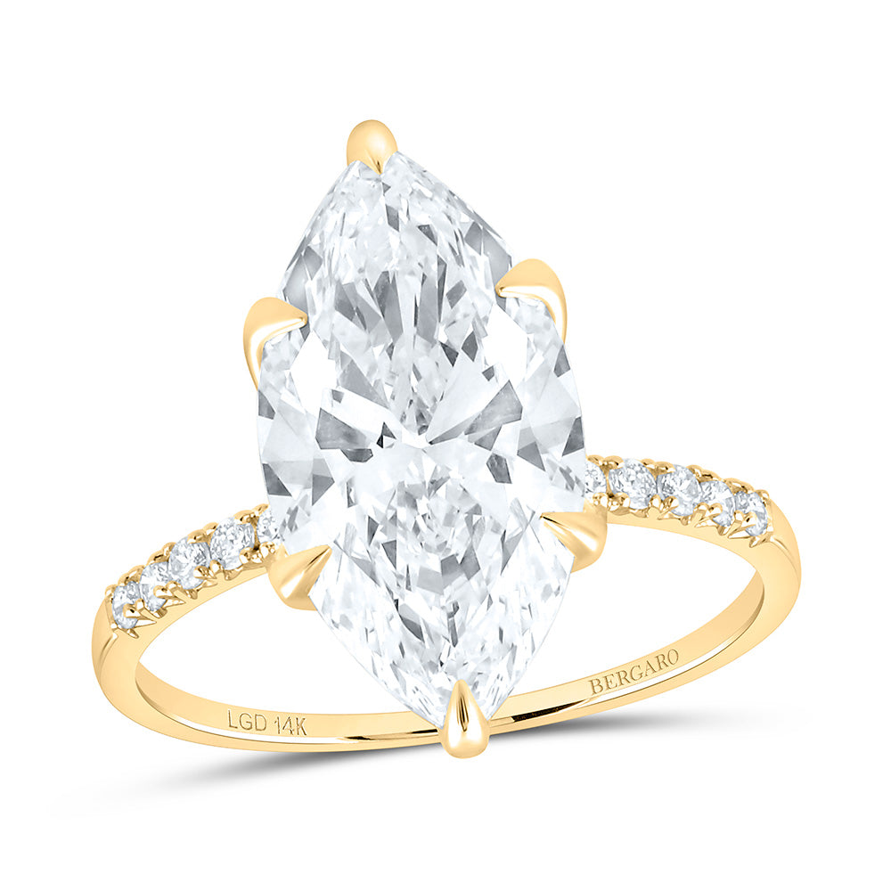 14K Yellow Or White Gold 4 1/5 Cttw Lab Grown Diamond 4 Cttw Center Marquise Engagement Ring