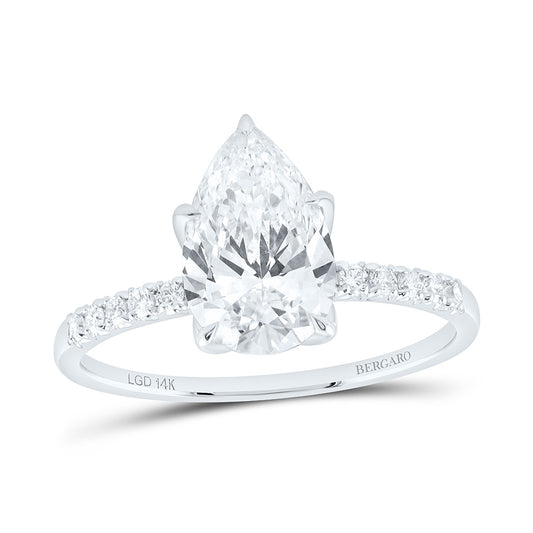 14K Yellow Or White Gold 1 7/8 Cttw Lab Grown Diamond 1 3/4 Cttw Center Pear Engagement Ring