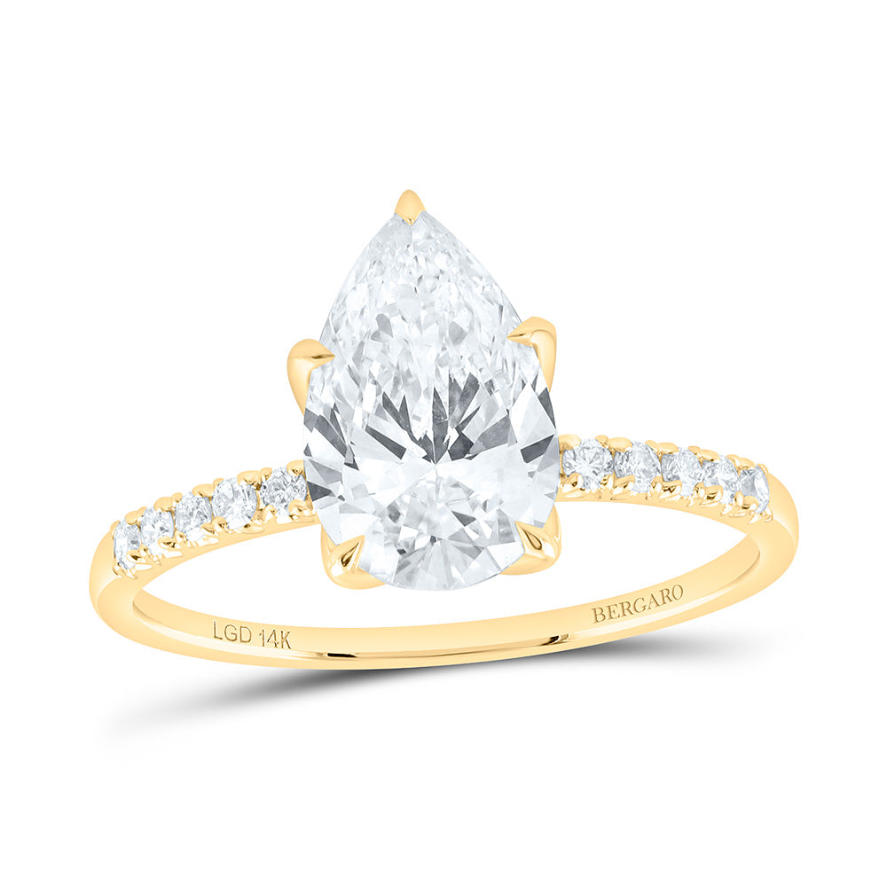 14K Yellow Or White Gold 1 7/8 Cttw Lab Grown Diamond 1 3/4 Cttw Center Pear Engagement Ring