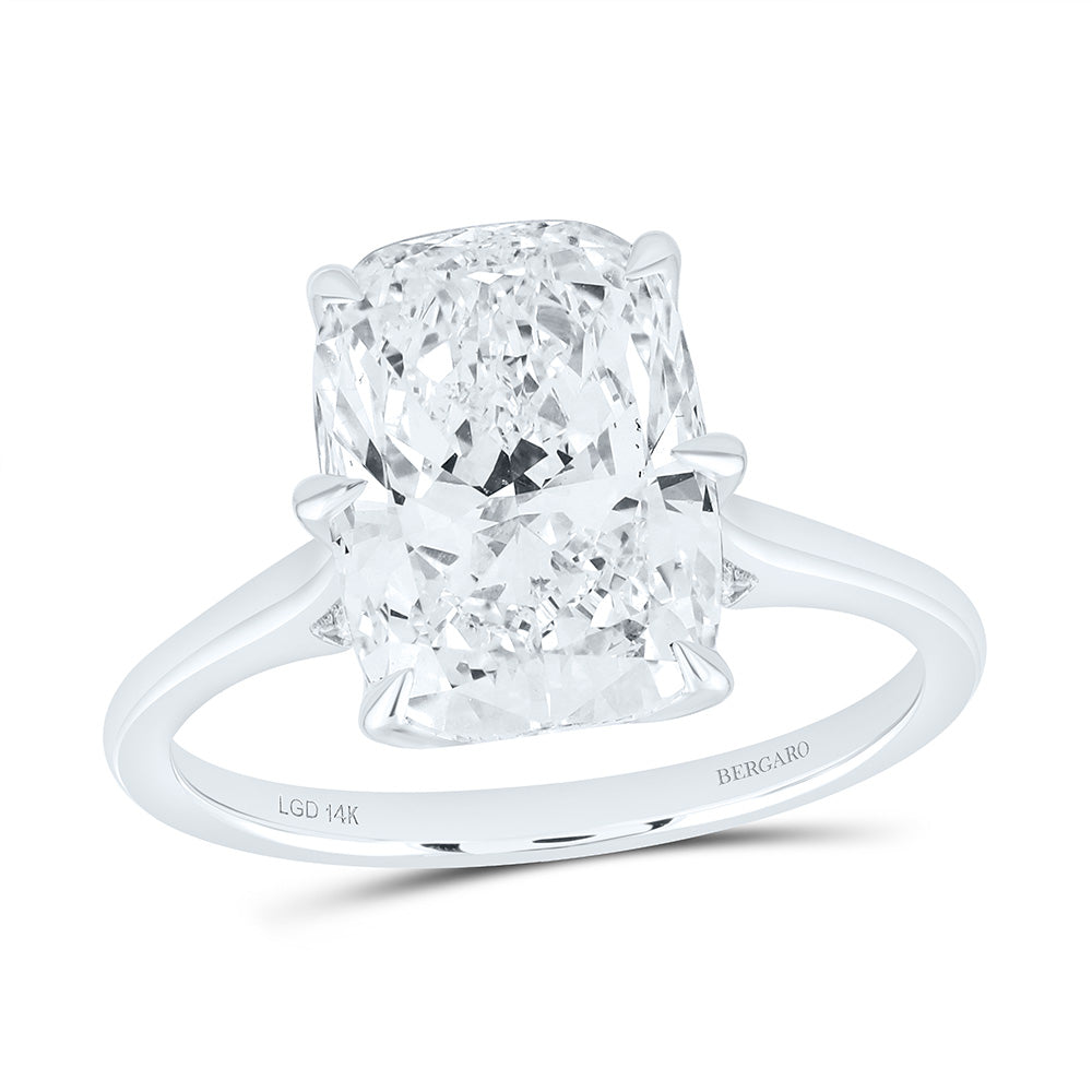 14K Yellow Or White Gold 4 1/5 Cttw Lab Grown Diamond 4 Cttw Center Cushion Engagement Ring