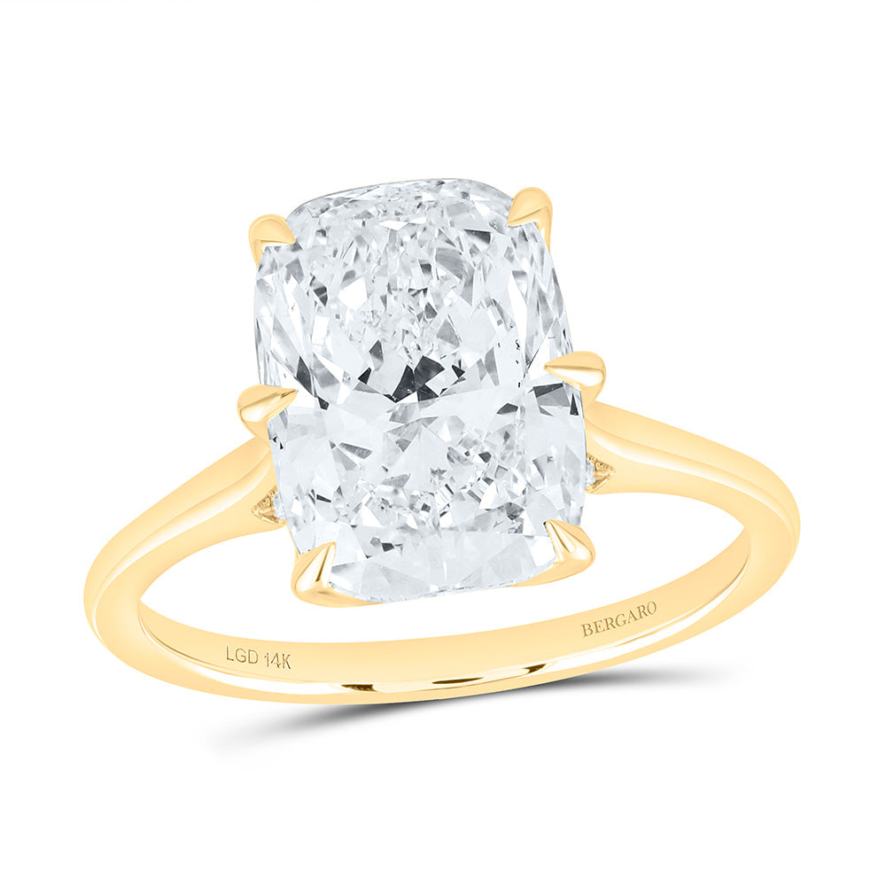 14K Yellow Or White Gold 4 1/5 Cttw Lab Grown Diamond 4 Cttw Center Cushion Engagement Ring