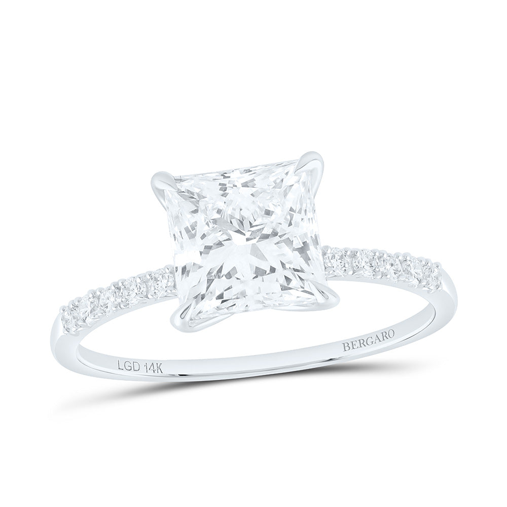 14K Yellow Or White Gold 2 1/5 Cttw Lab Grown Diamond 2 Cttw Center Princess Engagement Ring