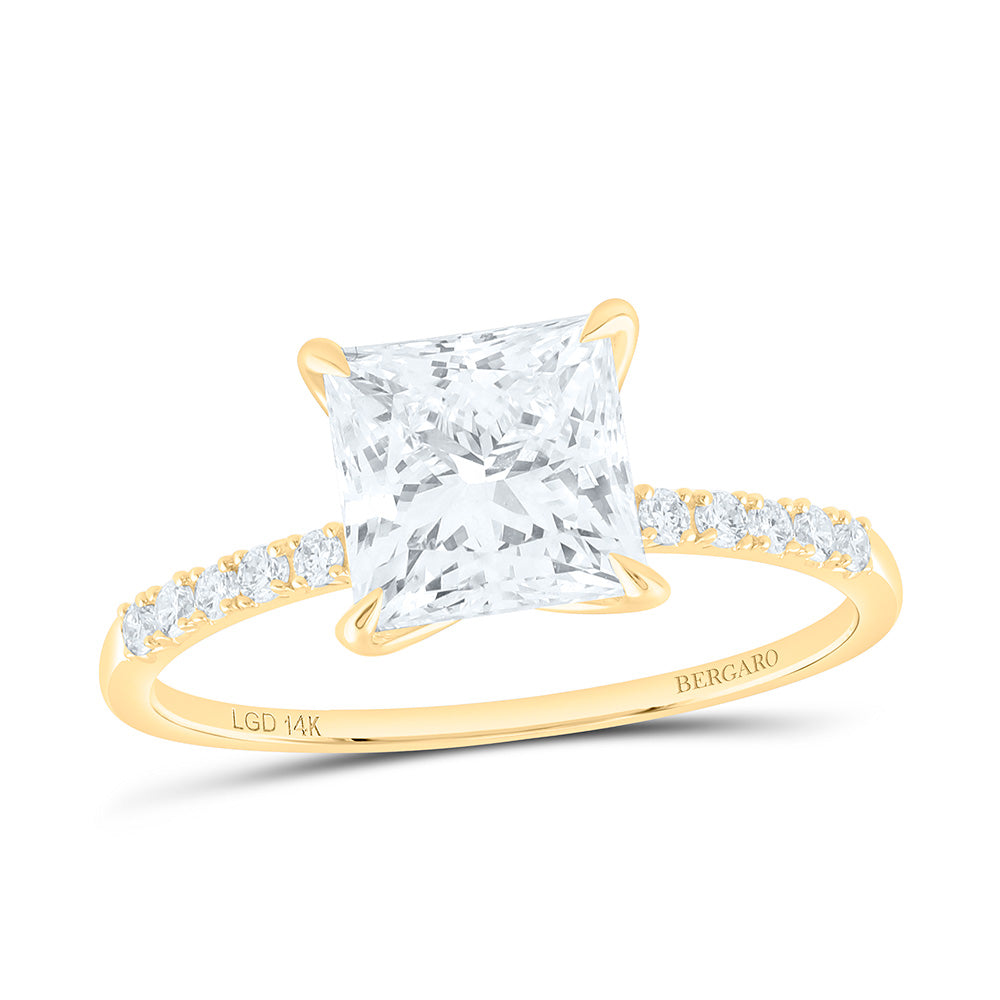 14K Yellow Or White Gold 2 1/5 Cttw Lab Grown Diamond 2 Cttw Center Princess Engagement Ring