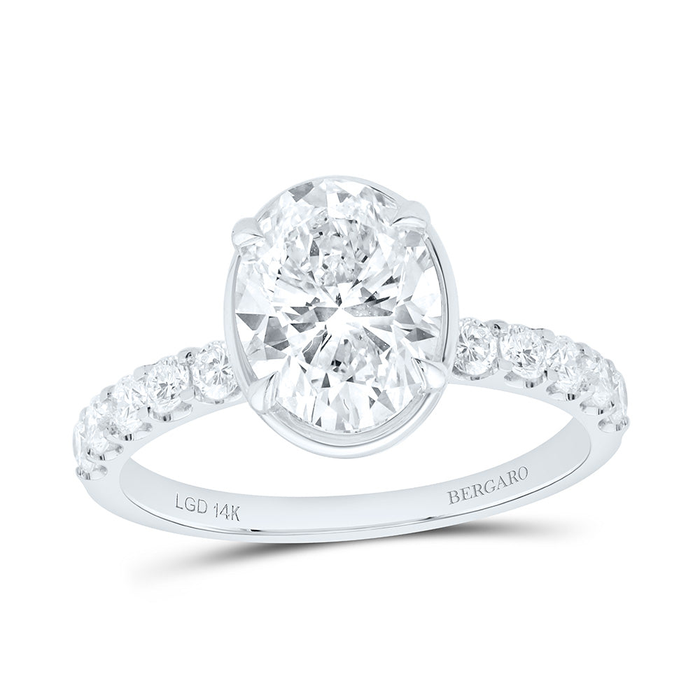 14K Yellow Or White Gold 2 Cttw Lab Grown Diamond 1 3/4 Cttw Center Oval Engagement Ring