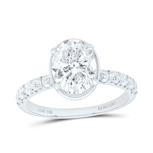 14K Yellow Or White Gold 2 Cttw Lab Grown Diamond 1 3/4 Cttw Center Oval Engagement Ring
