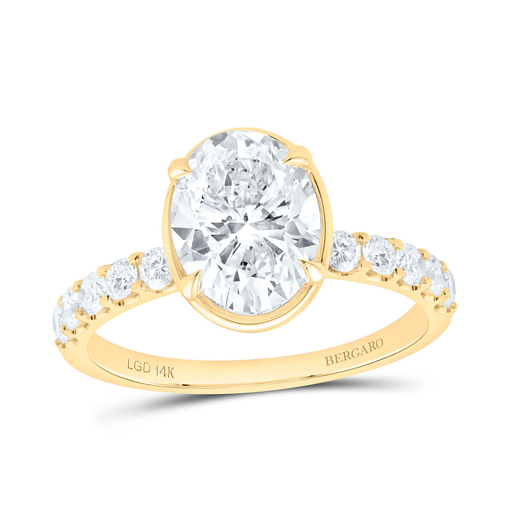 14K Yellow Or White Gold 2 Cttw Lab Grown Diamond 1 3/4 Cttw Center Oval Engagement Ring