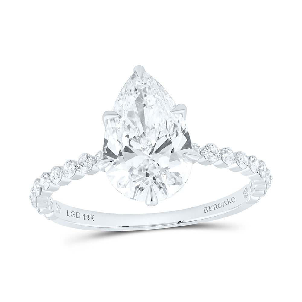 14K Yellow Or White Gold 2 3/8 Cttw Lab Grown Diamond 2 Cttw Center Pear Engagement Ring