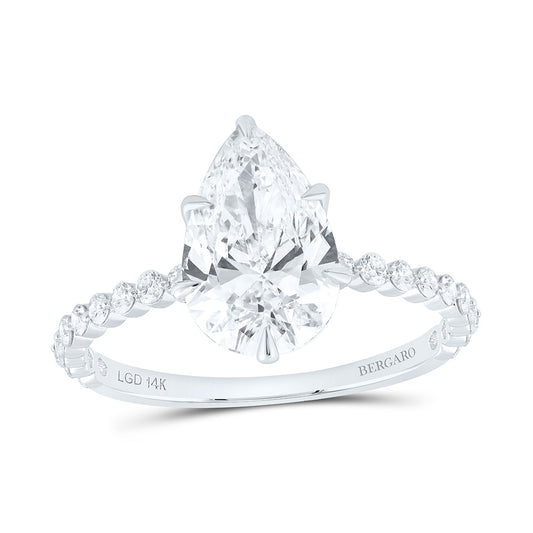 14K Yellow Or White Gold 2 3/8 Cttw Lab Grown Diamond 2 Cttw Center Pear Engagement Ring