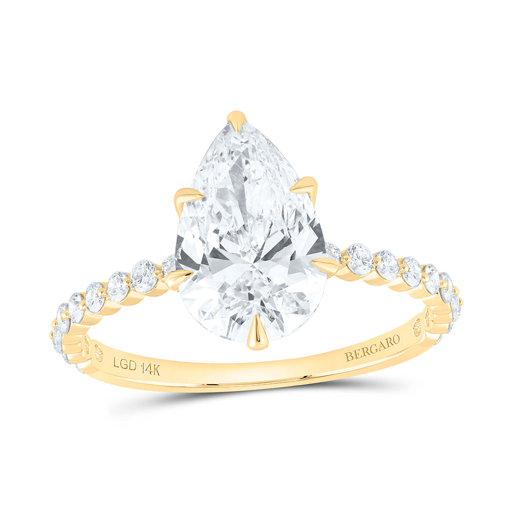 14K Yellow Or White Gold 2 3/8 Cttw Lab Grown Diamond 2 Cttw Center Pear Engagement Ring
