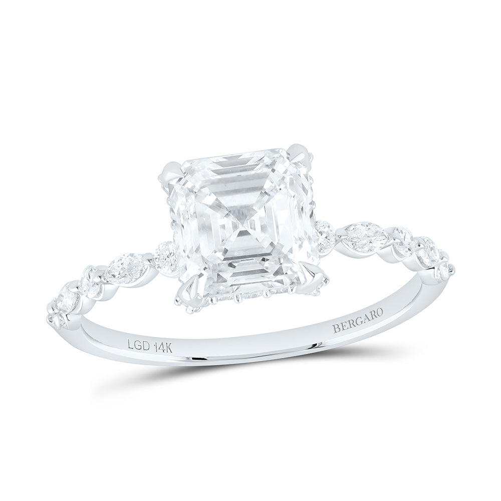14K Yellow Or White Gold 2 1/2 Cttw Lab Grown Diamond 2 Cttw Center Asscher Engagement Ring
