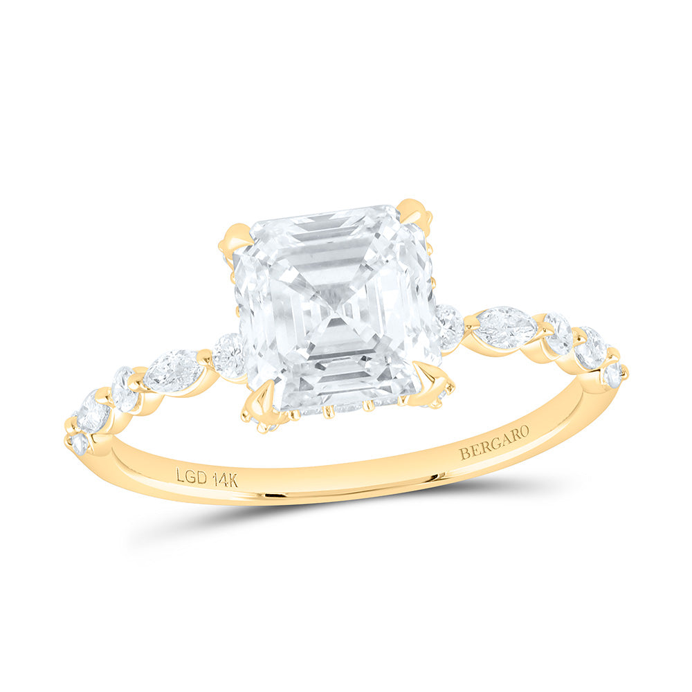 14K Yellow Or White Gold 2 1/2 Cttw Lab Grown Diamond 2 Cttw Center Asscher Engagement Ring