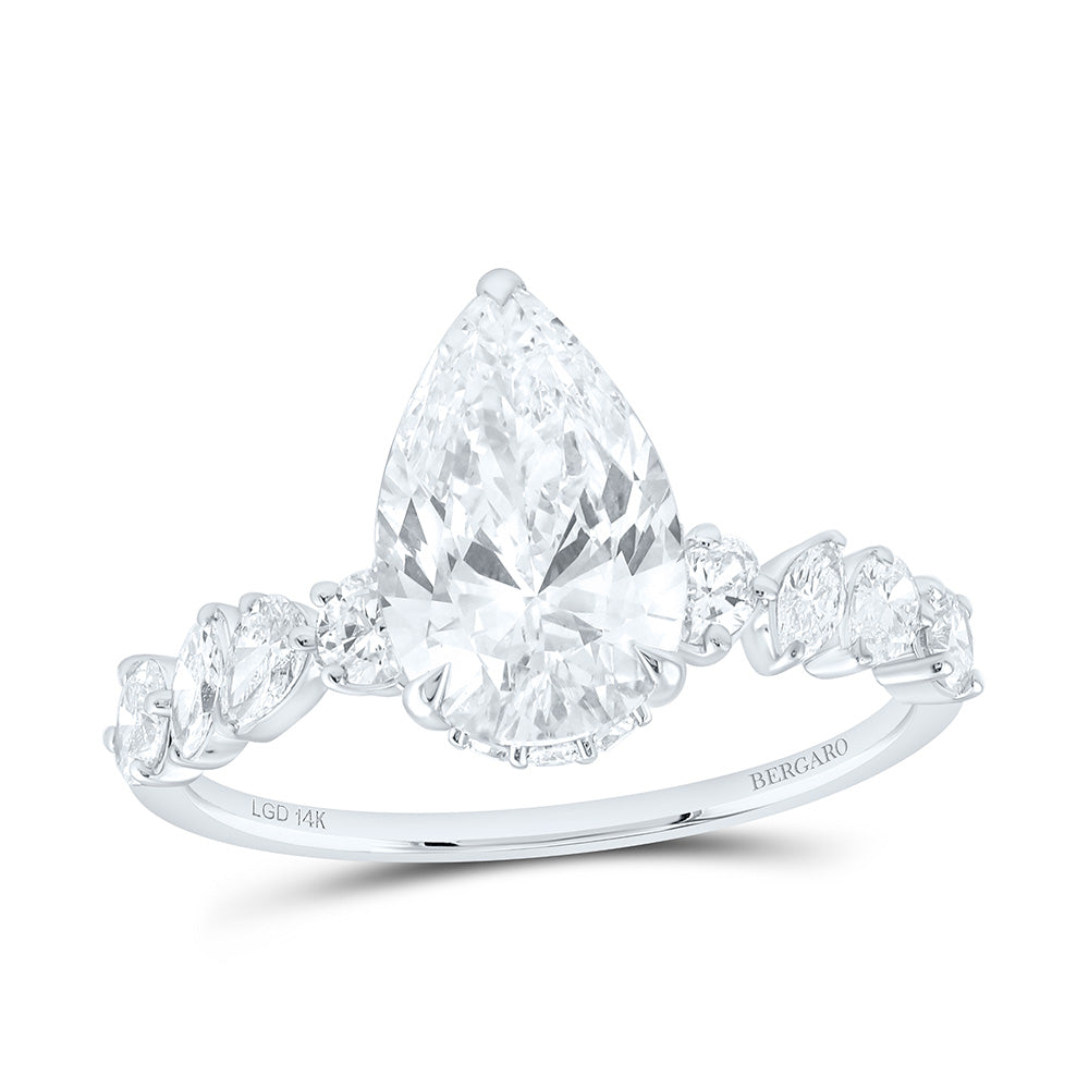 14K Yellow Or White Gold 2 3/4 Cttw Lab Grown Diamond 2 Cttw Center Pear Engagement Ring