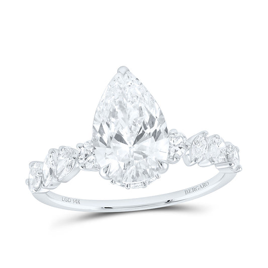 14K Yellow Or White Gold 2 3/4 Cttw Lab Grown Diamond 2 Cttw Center Pear Engagement Ring