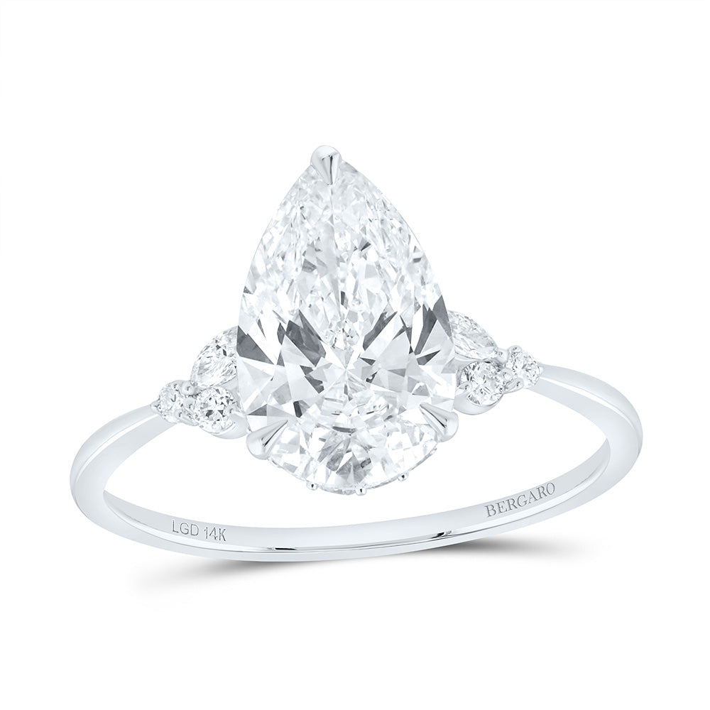 14K Yellow Or White Gold 2 1/3 Cttw Lab Grown Diamond 2 Cttw Center Pear Engagement Ring