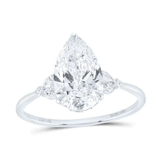 14K Yellow Or White Gold 2 1/3 Cttw Lab Grown Diamond 2 Cttw Center Pear Engagement Ring