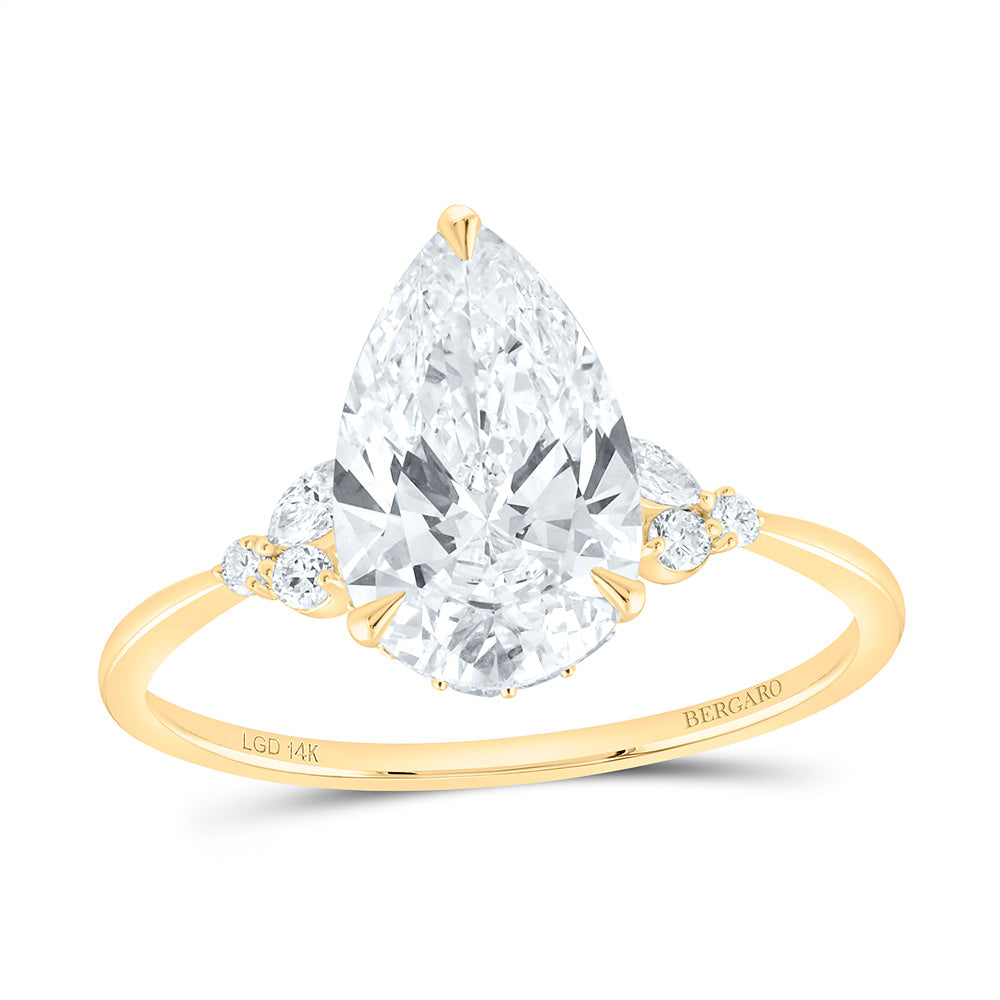 14K Yellow Or White Gold 2 1/3 Cttw Lab Grown Diamond 2 Cttw Center Pear Engagement Ring
