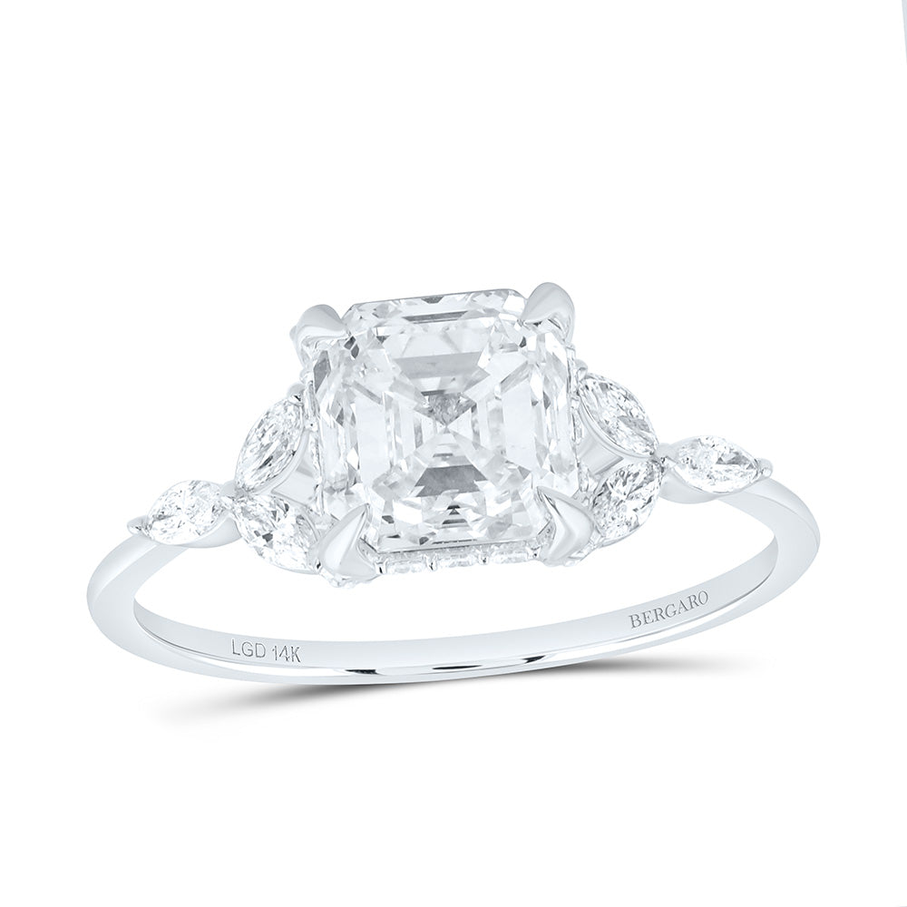14K Yellow Or White Gold 2 3/8 Cttw Lab Grown Diamond 2 Cttw Center Asscher Engagement Ring