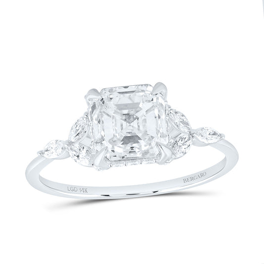 14K Yellow Or White Gold 2 3/8 Cttw Lab Grown Diamond 2 Cttw Center Asscher Engagement Ring