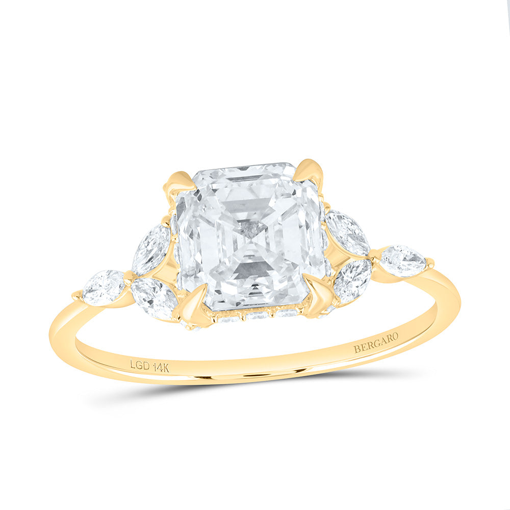 14K Yellow Or White Gold 2 3/8 Cttw Lab Grown Diamond 2 Cttw Center Asscher Engagement Ring
