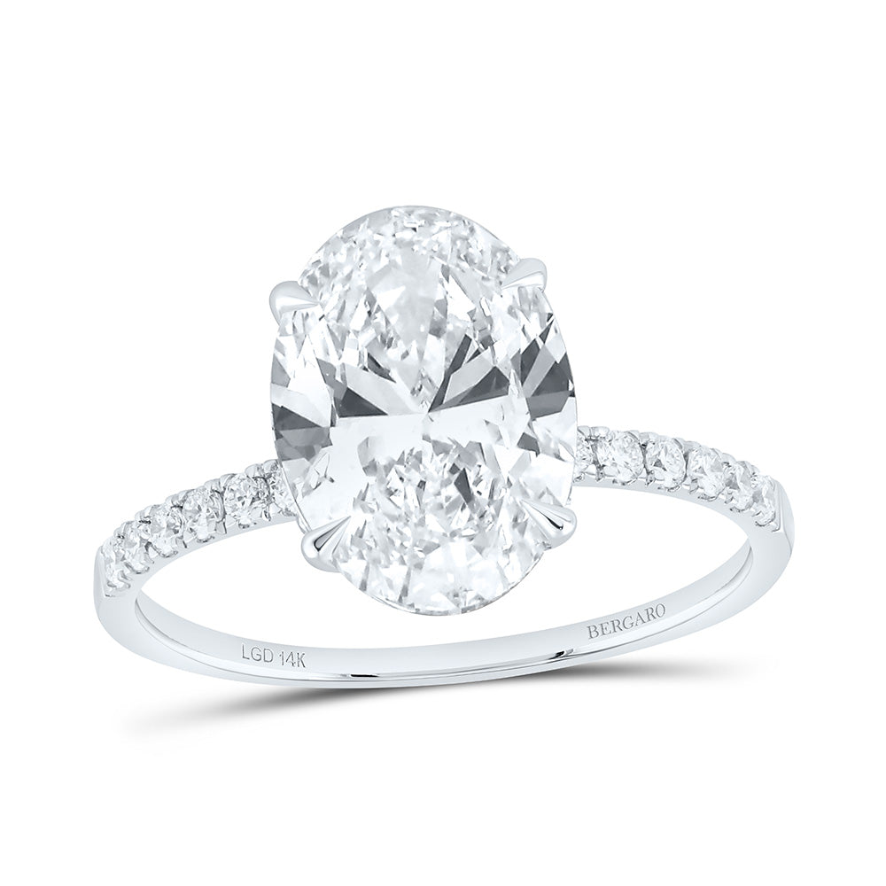14K Yellow Or White Gold 3 3/8 Cttw Lab Grown Diamond 3 Cttw Center Oval Engagement Ring