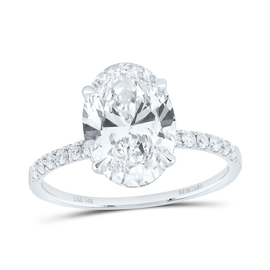 14K Yellow Or White Gold 3 3/8 Cttw Lab Grown Diamond 3 Cttw Center Oval Engagement Ring