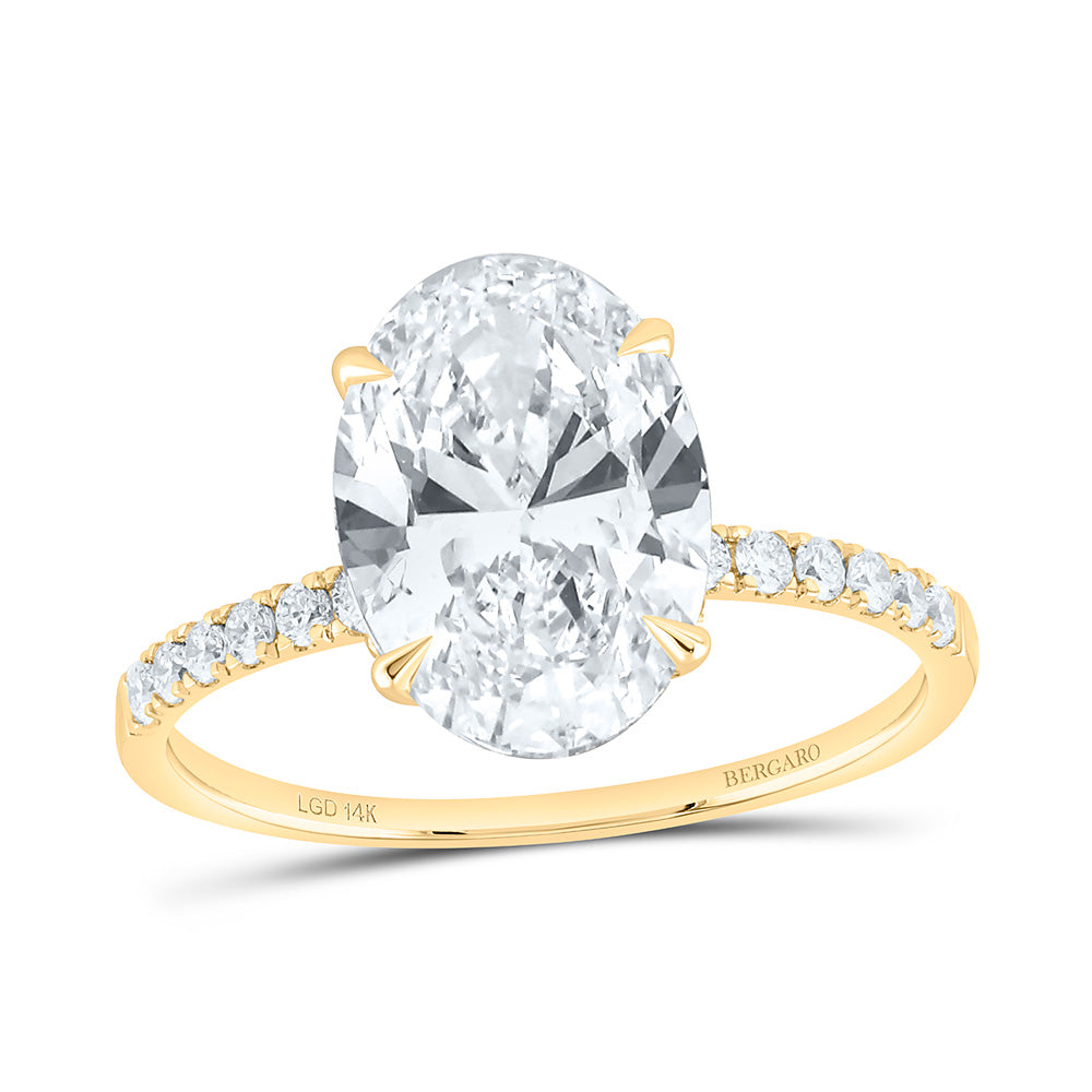 14K Yellow Or White Gold 3 3/8 Cttw Lab Grown Diamond 3 Cttw Center Oval Engagement Ring