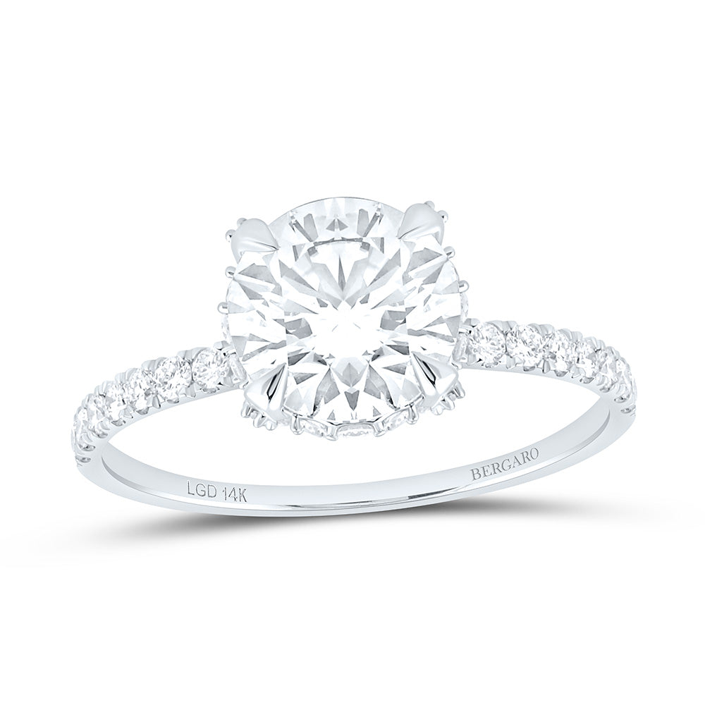 14K Yellow Or White Gold 2 1/2 Cttw Lab Grown Diamond 2 Cttw Center Round Engagement Ring