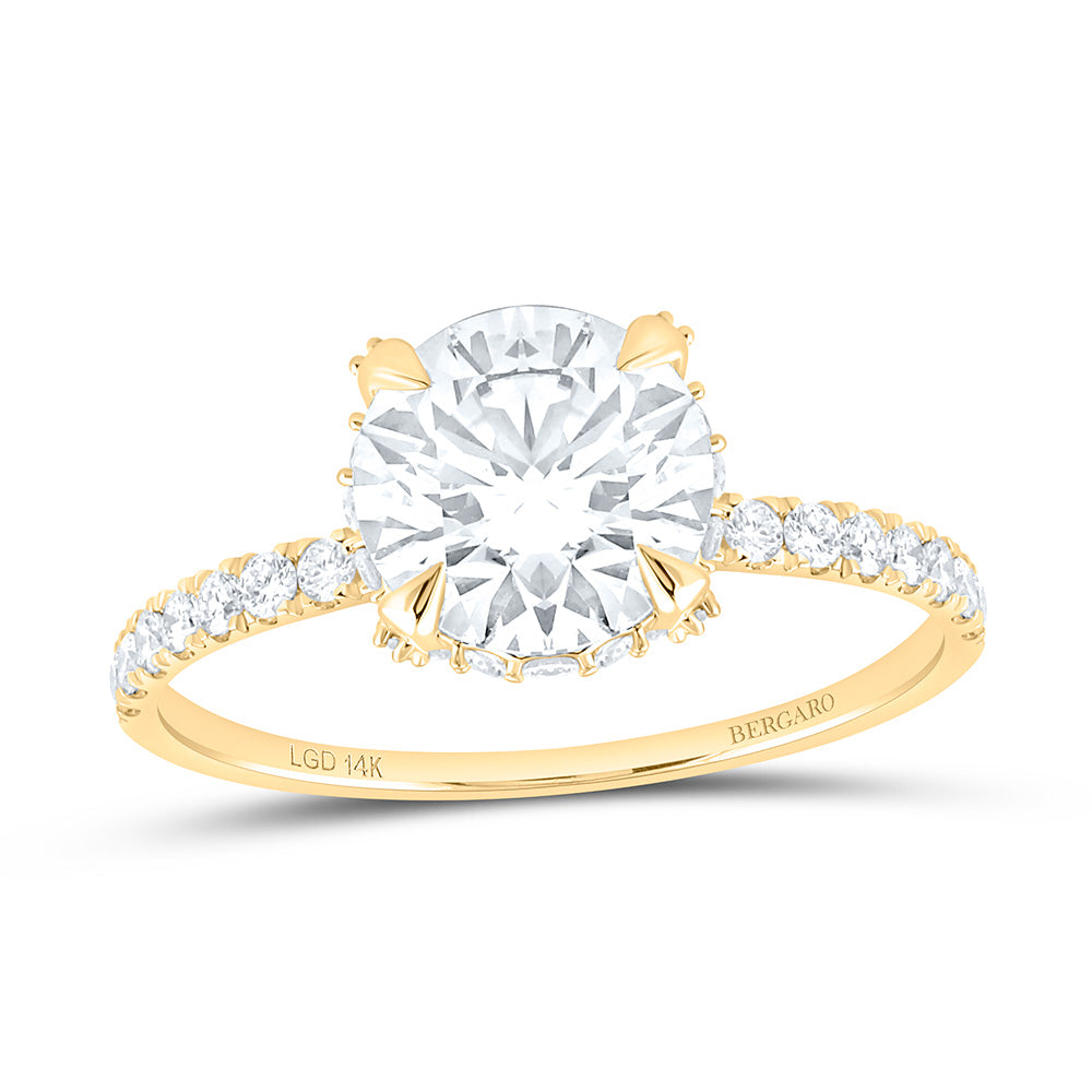 14K Yellow Or White Gold 2 1/2 Cttw Lab Grown Diamond 2 Cttw Center Round Engagement Ring