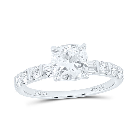 14K Yellow Or White Gold 1 7/8 Cttw Lab Grown Diamond 1 1/2 Cttw Center Cushion Engagement Ring