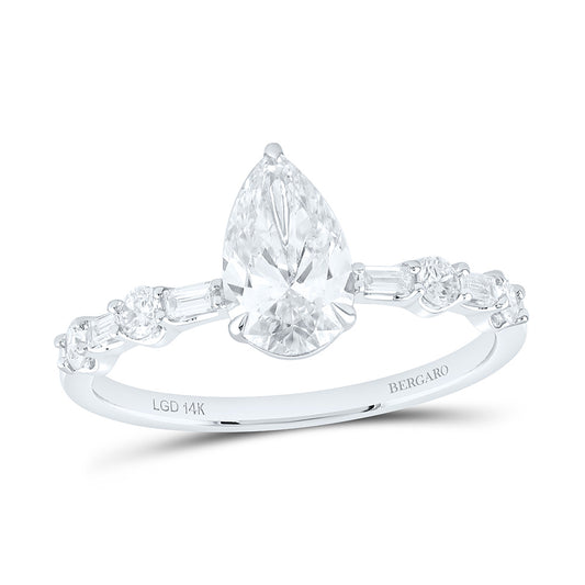 14K Yellow Or White Gold 1 1/3 Cttw Lab Grown Diamond 1 Cttw Center Pear Engagement Ring